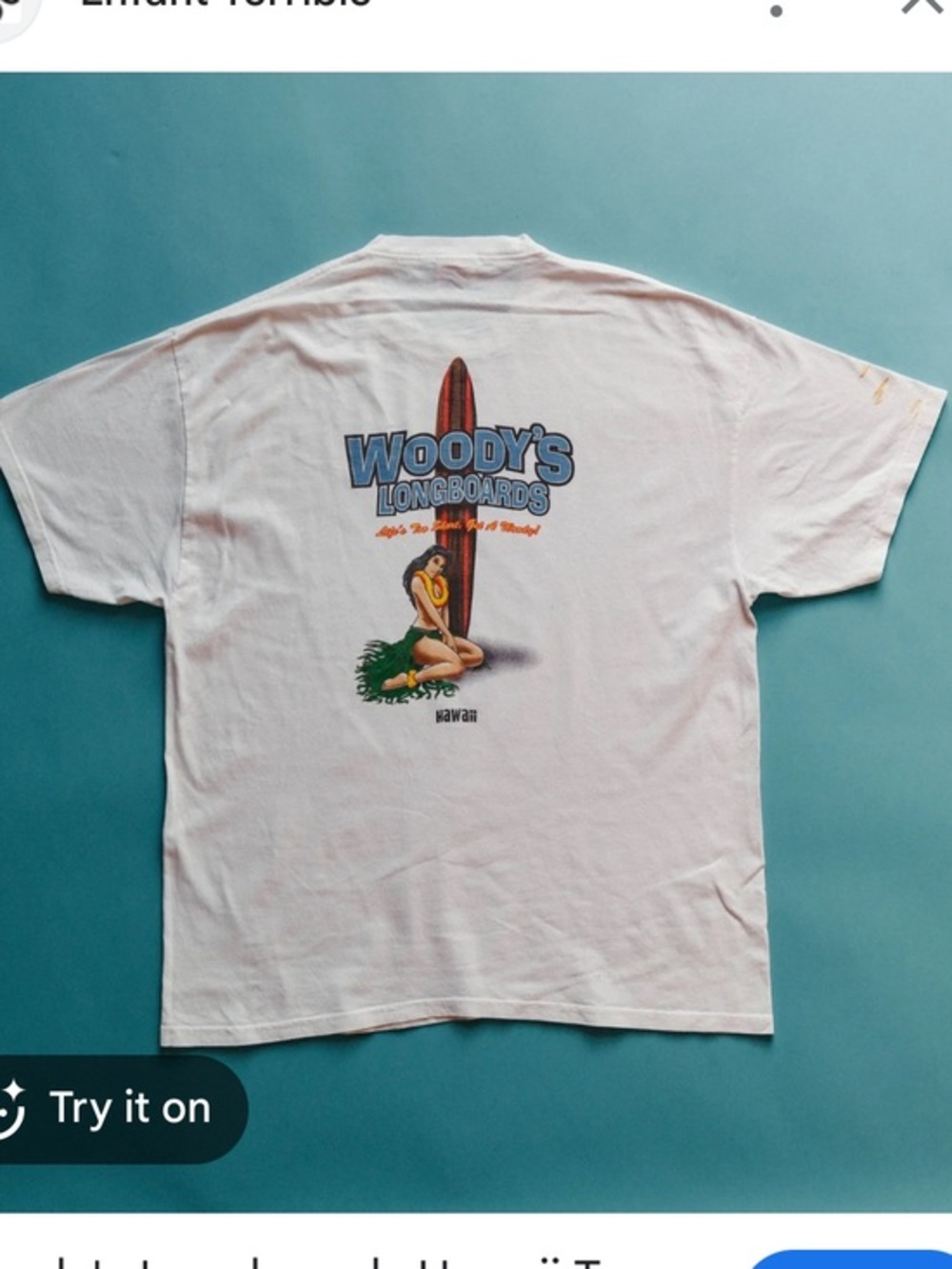 Vintage Woody’s Longboards Hawaii Ticki Tee Top T-shirt White
